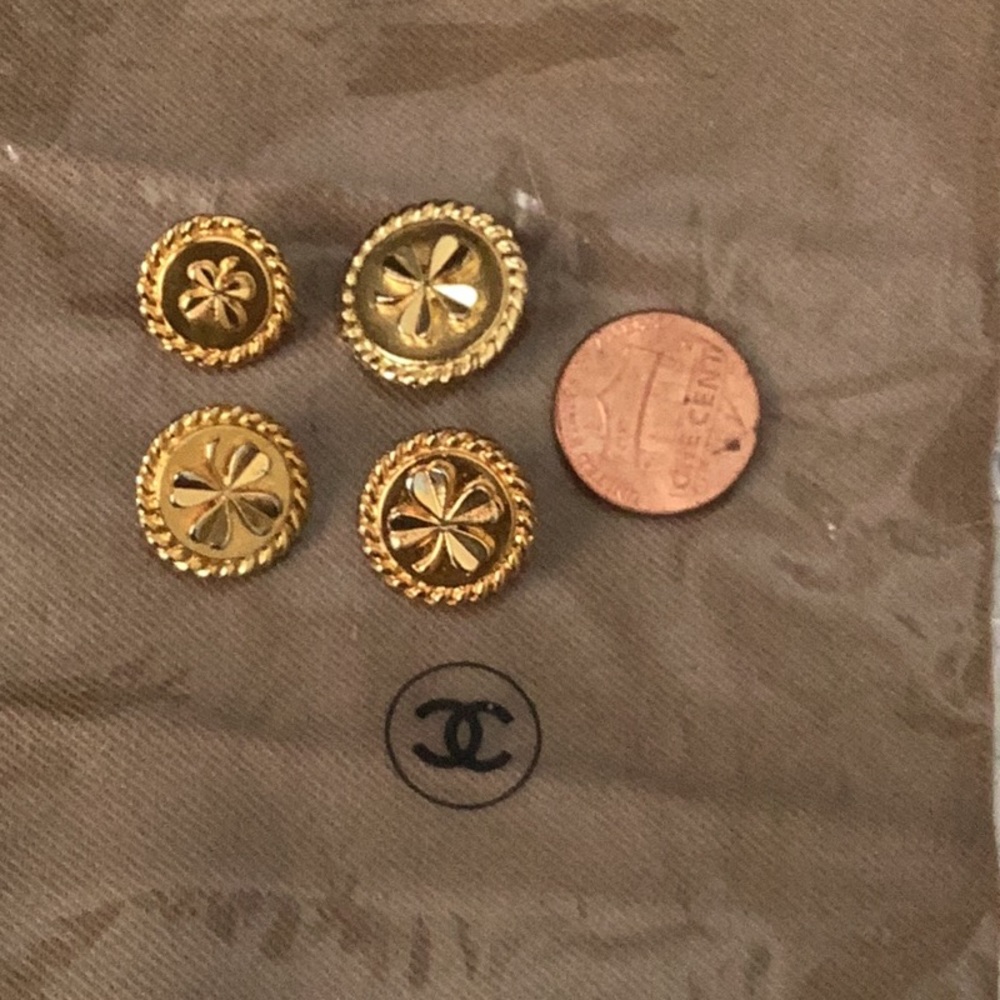 AUTHENTIC CHANEL BUTTONS LOT OF 4, STAMPED ON BACK,GOLDTONE